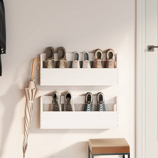Wand Schuhregale Kiefer Massivholz Weiß