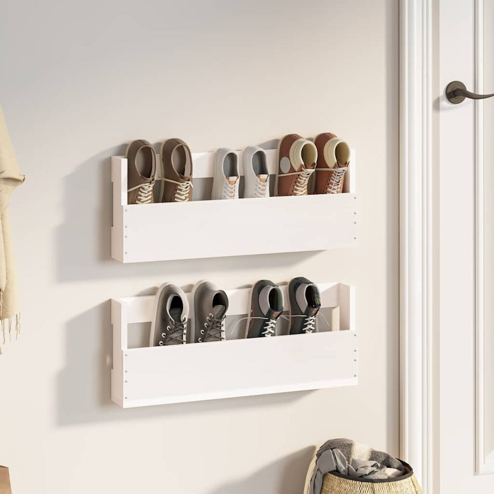 Wand Schuhregale Kiefer Massivholz Weiß