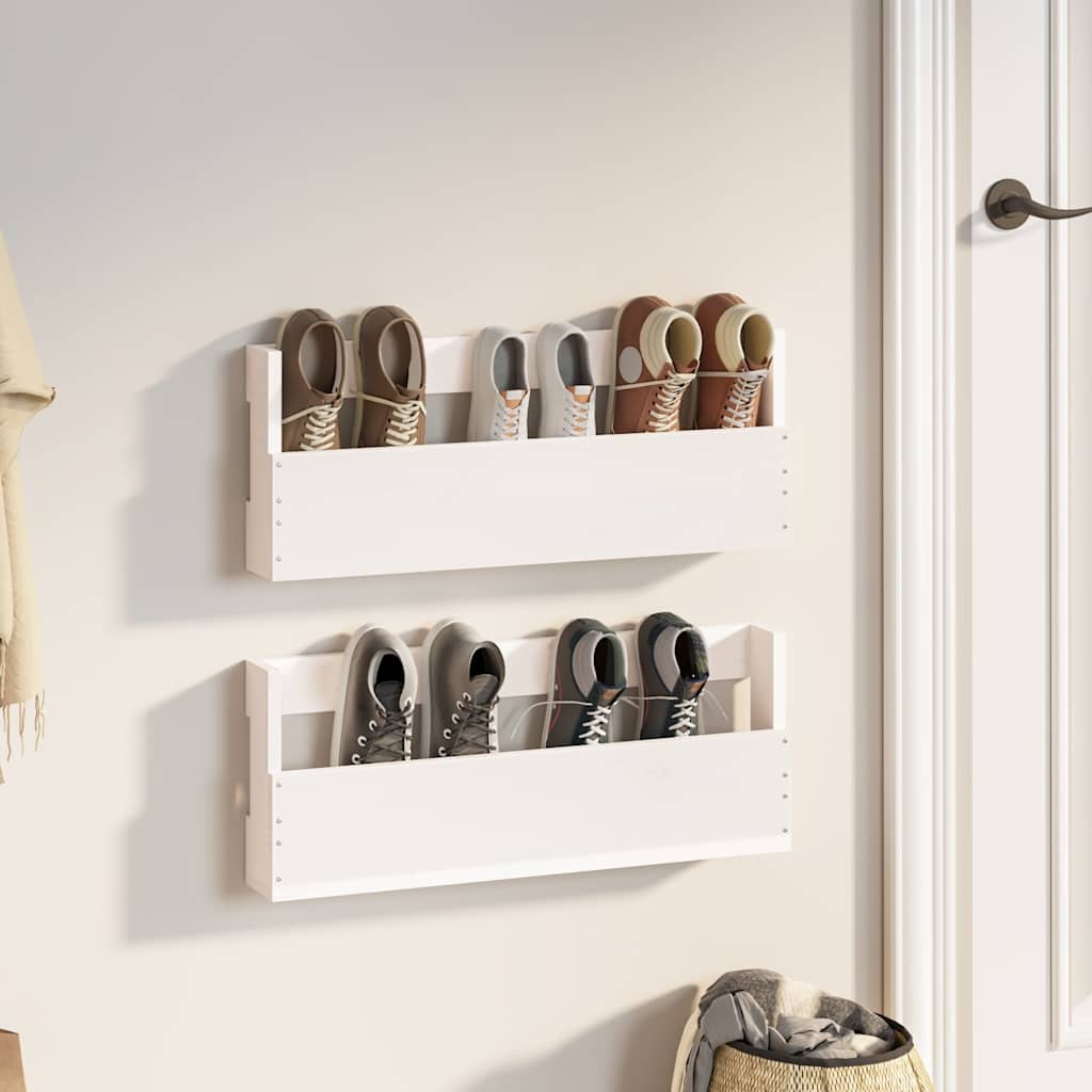 Wand Schuhregale Kiefer Massivholz Weiß