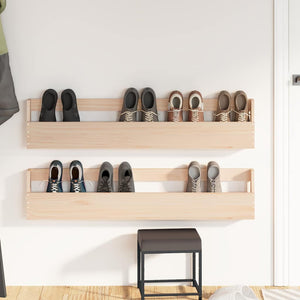 Wand Schuhregale Kiefer massiv 2er Set
