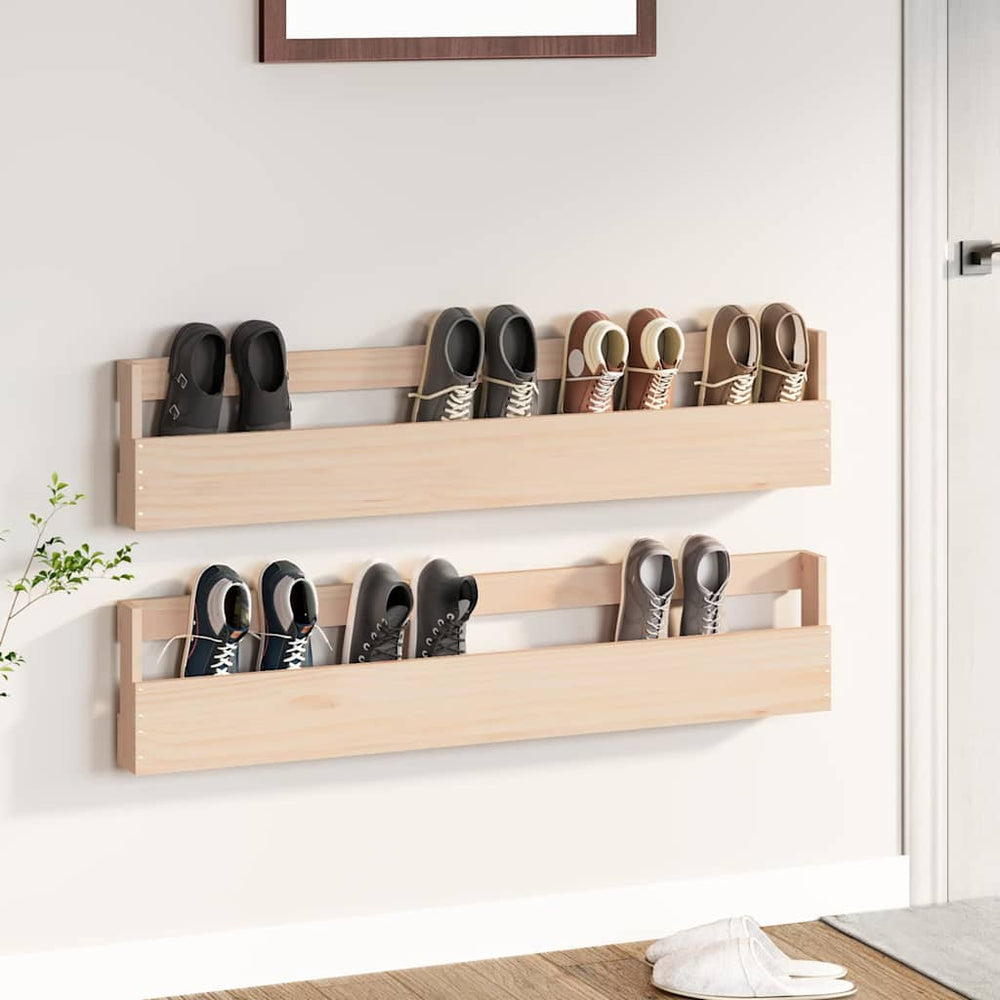 Wand Schuhregale Kiefer massiv 2er Set