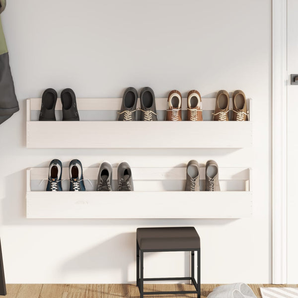 Wand Schuhregal 2er Set Kiefer Weiß