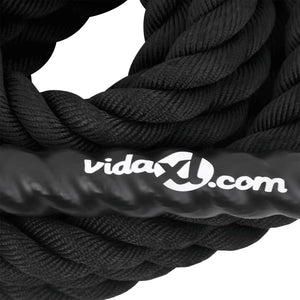 vidaXL Corde de combat noire 9 m 6,8 kg Polyester