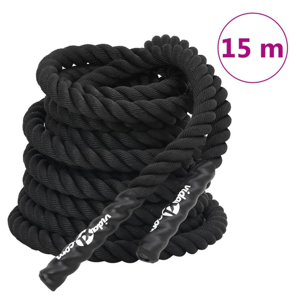 vidaXL Corde d'entraînement Battle Rope noire 15 m 11 kg Polyester