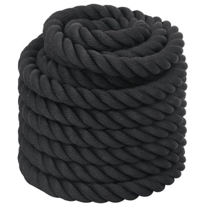vidaXL Corde d'entraînement Battle Rope noire 15 m 11 kg Polyester