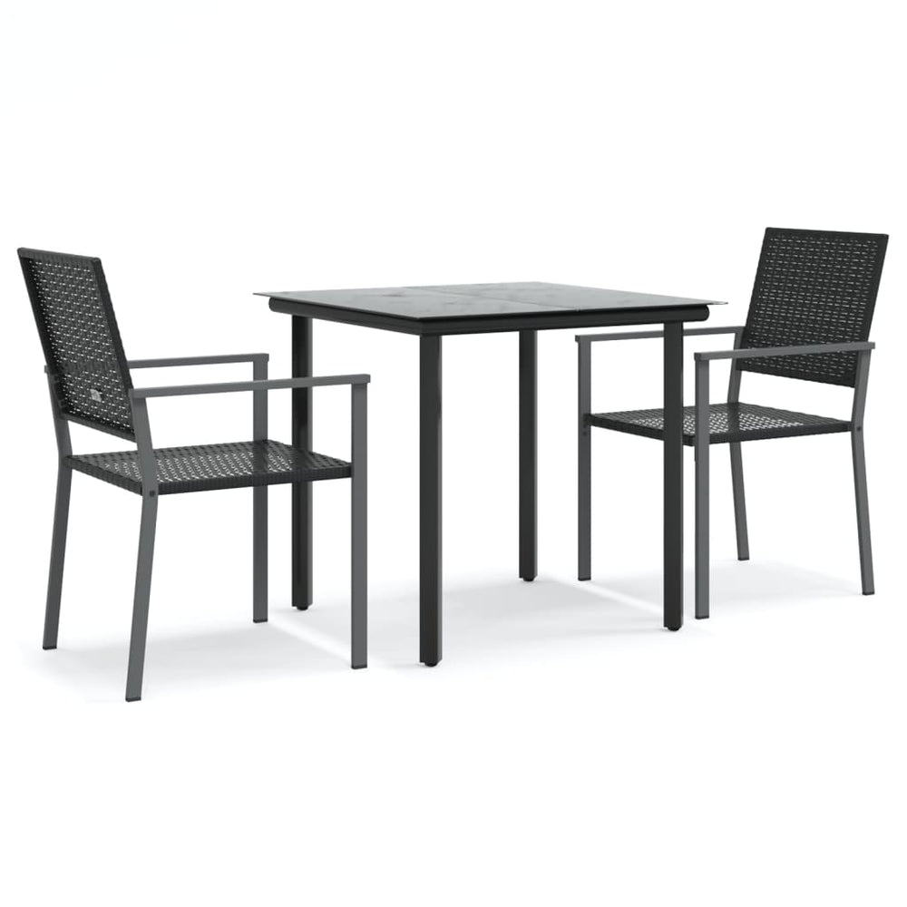 3-tlg. Garten-Essgruppe Poly Rattan und Stahl