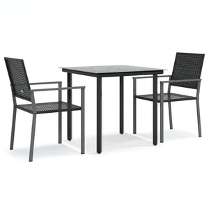 vidaXL Ensemble repas de jardin 3 pcs Résine tressée et acier
