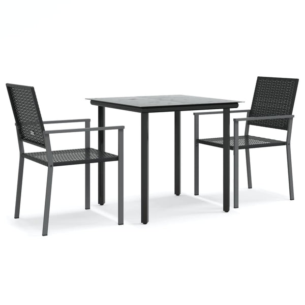 vidaXL Ensemble repas de jardin 3 pcs Résine tressée et acier