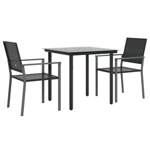vidaXL Ensemble repas de jardin 3 pcs Résine tressée et acier