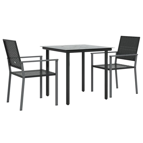vidaXL Ensemble repas de jardin 3 pcs Résine tressée et acier