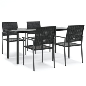 vidaXL Ensemble de salle à manger de jardin 5 pcs en poly rotin et acier