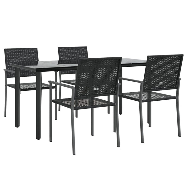 vidaXL Ensemble de salle à manger de jardin 5 pcs en poly rotin et acier