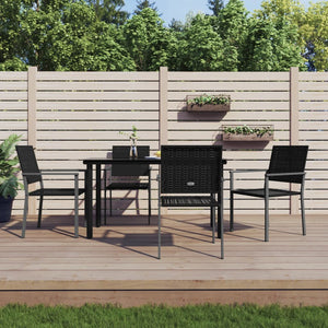 vidaXL Ensemble de salle à manger de jardin 5 pcs en poly rotin et acier