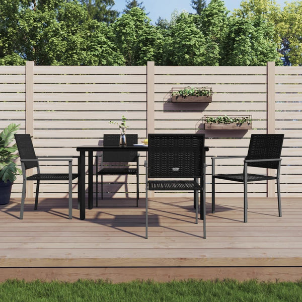 vidaXL Ensemble de salle à manger de jardin 5 pcs en poly rotin et acier