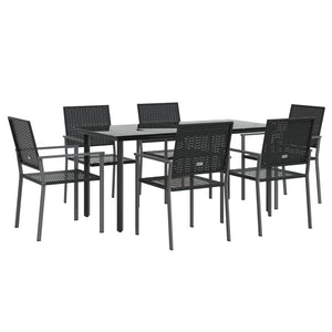 vidaXL Salon de jardin 7 pcs en résine tressée et acier