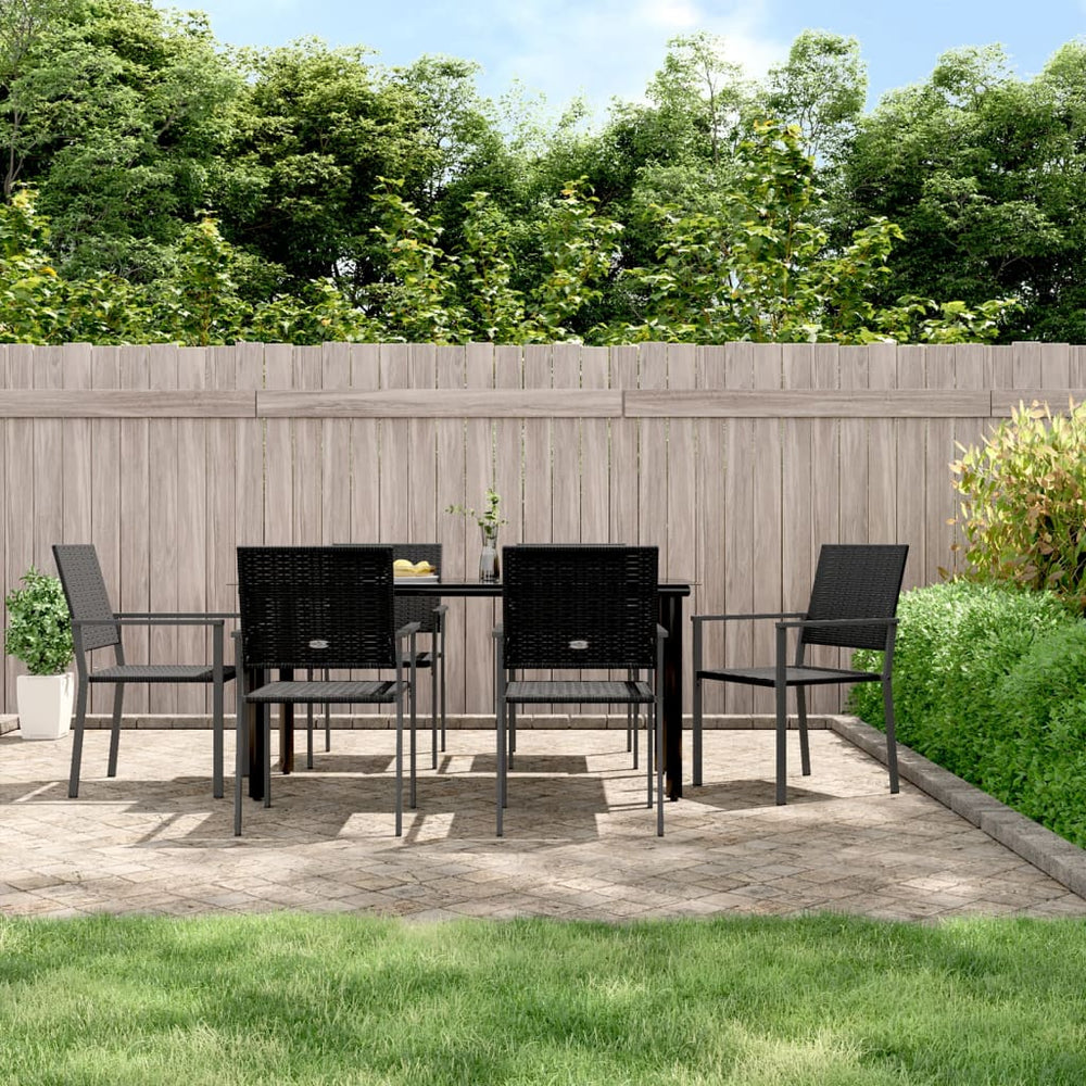 7-tlg. Garten-Essgruppe Poly Rattan und Stahl