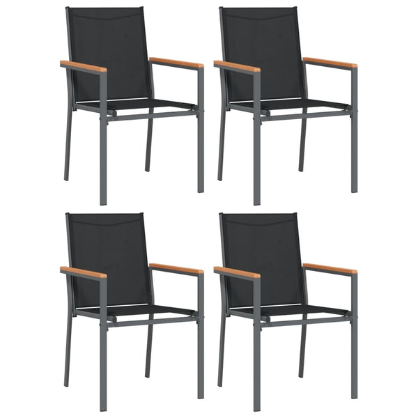 5-tlg. Garten-Essgruppe Schwarz Textilene und Stahl