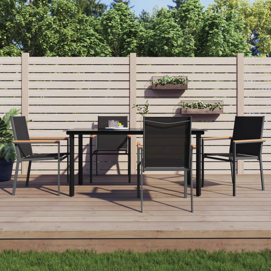 5-tlg. Garten-Essgruppe Schwarz Textilene und Stahl