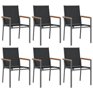 7-tlg. Garten-Essgruppe Schwarz Textilene und Stahl