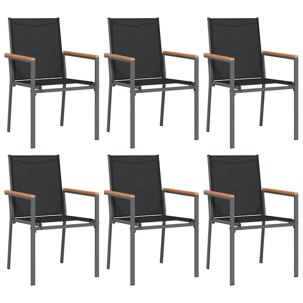 7-tlg. Garten-Essgruppe Schwarz Textilene und Stahl