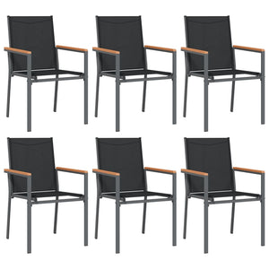 7-tlg. Garten-Essgruppe Schwarz Textilene und Stahl