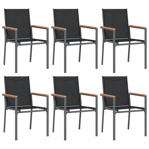 7-tlg. Garten-Essgruppe Schwarz Textilene und Stahl