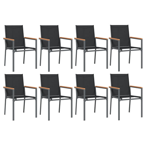 9-tlg. Garten-Essgruppe Schwarz Textilene und Stahl