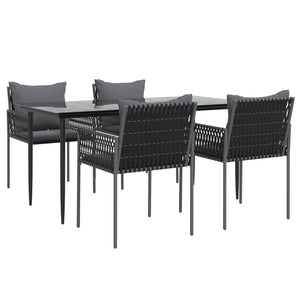 5-tlg. Garten-Essgruppe mit Kissen Poly Rattan und Stahl