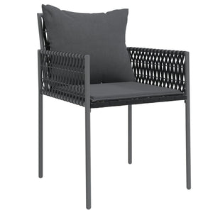 5-tlg. Garten-Essgruppe mit Kissen Poly Rattan und Stahl