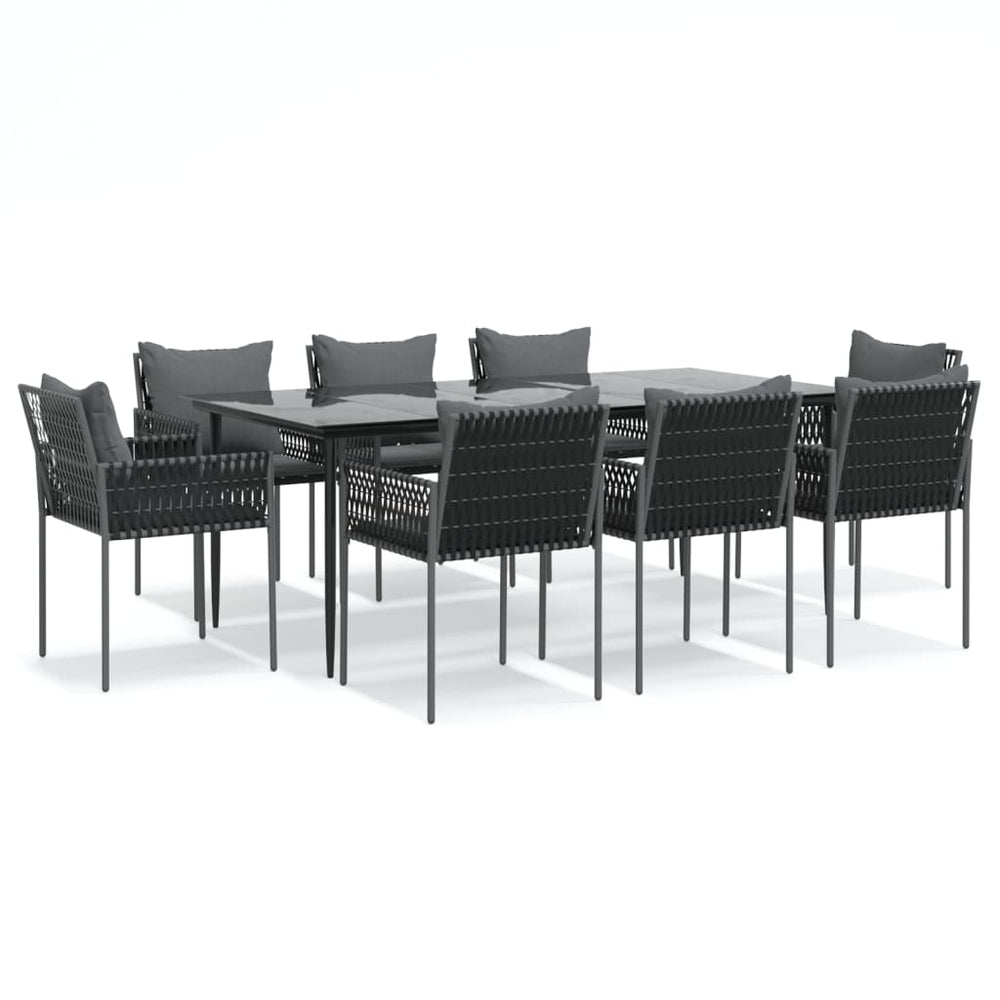 9-tlg. Garten-Essgruppe mit Kissen Poly Rattan und Stahl