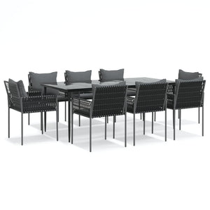 9-tlg. Garten-Essgruppe mit Kissen Poly Rattan und Stahl