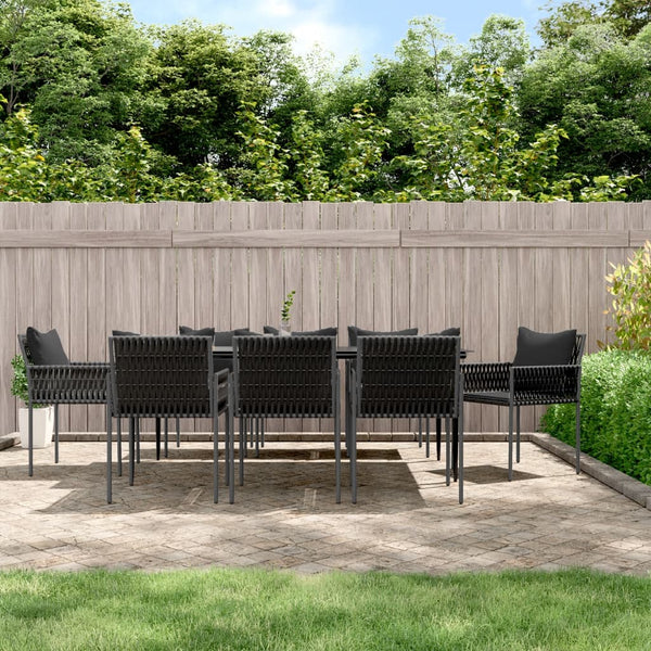 9-tlg. Garten-Essgruppe mit Kissen Poly Rattan und Stahl