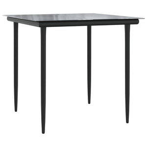 3-tlg. Garten-Essgruppe mit Kissen Schwarz Poly Rattan & Stahl