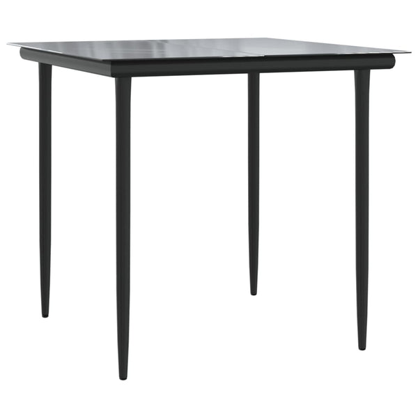 3-tlg. Garten-Essgruppe mit Kissen Schwarz Poly Rattan & Stahl