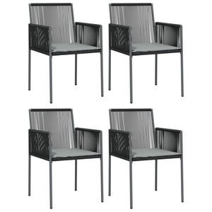 5-tlg. Garten-Essgruppe mit Kissen Schwarz Poly Rattan & Stahl