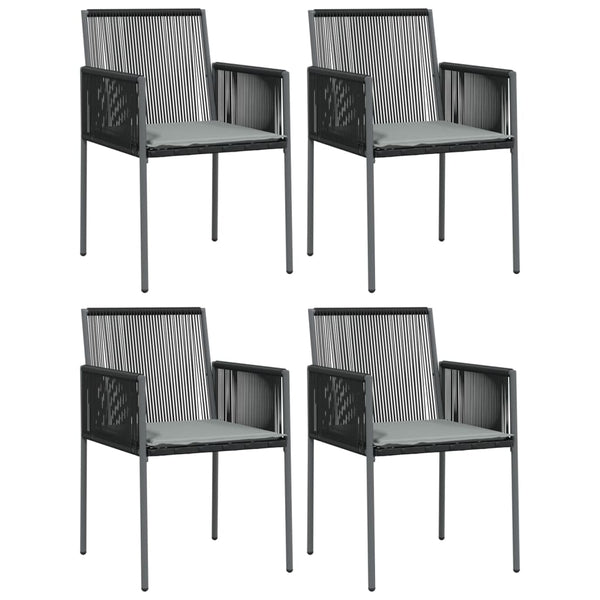 5-tlg. Garten-Essgruppe mit Kissen Schwarz Poly Rattan & Stahl