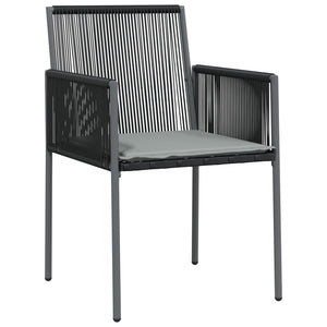 9-tlg. Garten-Essgruppe mit Kissen Schwarz Poly Rattan & Stahl