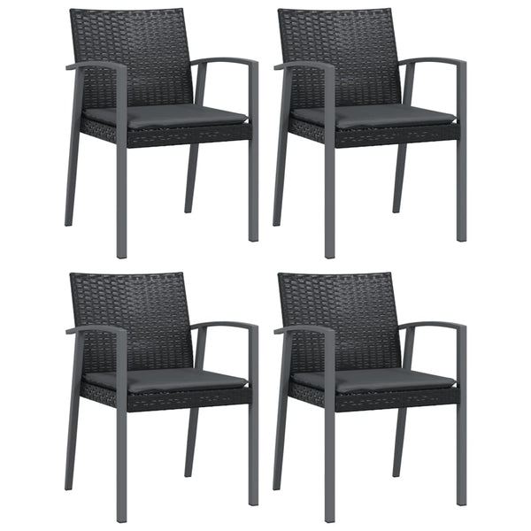 Gartenstühle mit Kissen 4 Stk. Schwarz 56,5x57x83cm Poly Rattan