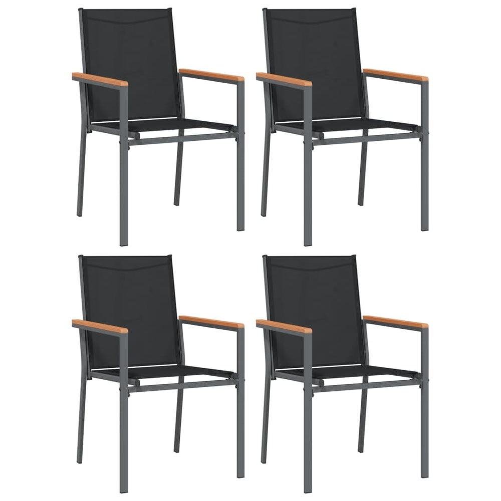 Gartenstühle 4 Stk. Schwarz 55x61,5x90 cm Textilene und Stahl