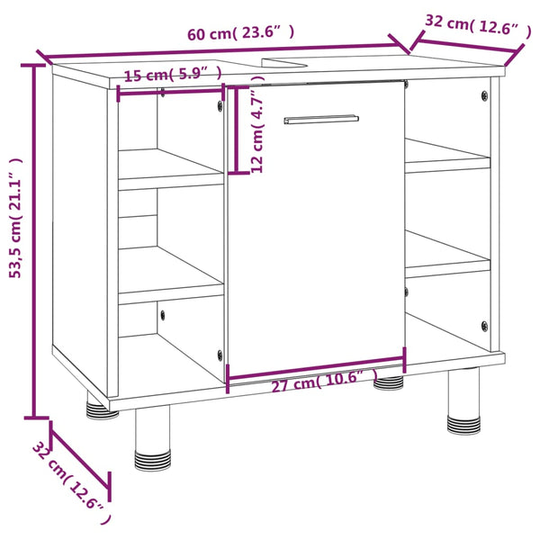 4-tlg. Badmöbel-Set Räuchereiche Holzwerkstoff