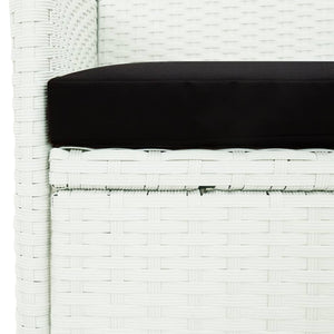 5-tlg. Garten-Essgruppe mit Kissen Weiß Poly Rattan