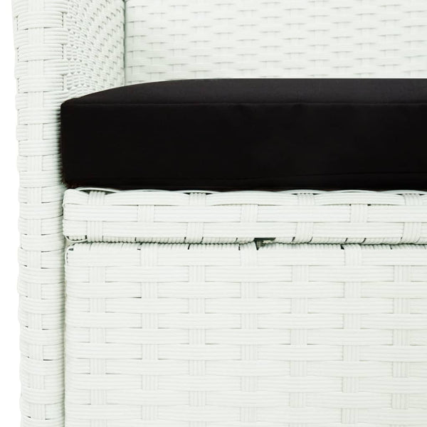 5-tlg. Garten-Essgruppe mit Kissen Weiß Poly Rattan