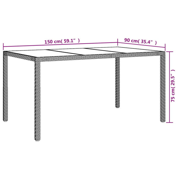 5-tlg. Garten-Essgruppe mit Kissen Weiß Poly Rattan