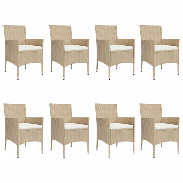 9-tlg. Garten-Essgruppe mit Kissen Beige Poly Rattan