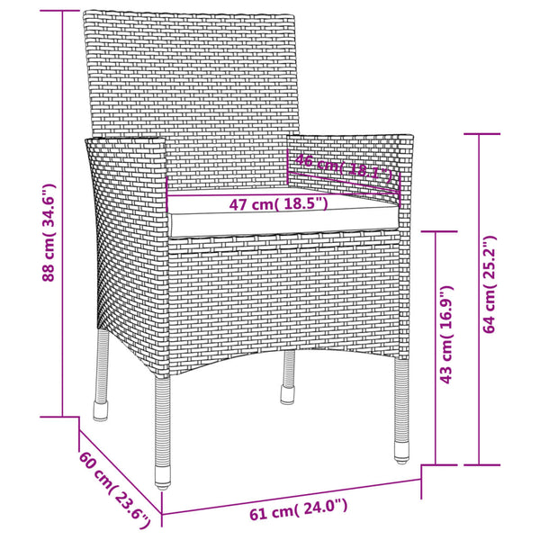 9-tlg. Garten-Essgruppe mit Kissen Beige Poly Rattan