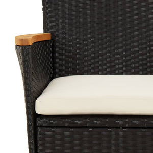 7-tlg. Garten-Essgruppe mit Kissen Schwarz Poly Rattan