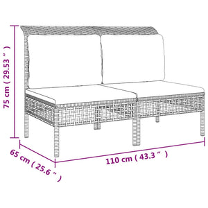 8-tlg. Garten-Lounge-Set mit Kissen Grau Poly Rattan