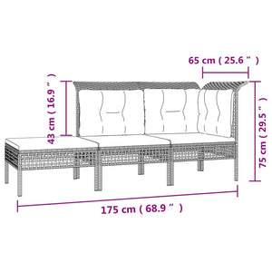 8-tlg. Garten-Lounge-Set mit Kissen Grau Poly Rattan