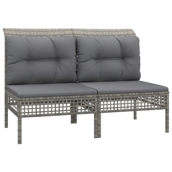 10-tlg. Garten-Lounge-Set mit Kissen Grau Poly Rattan