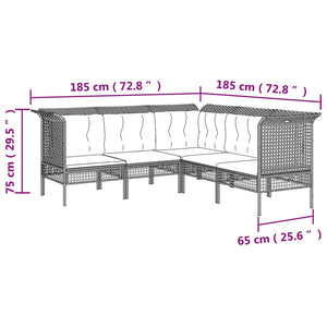 10-tlg. Garten-Lounge-Set mit Kissen Grau Poly Rattan